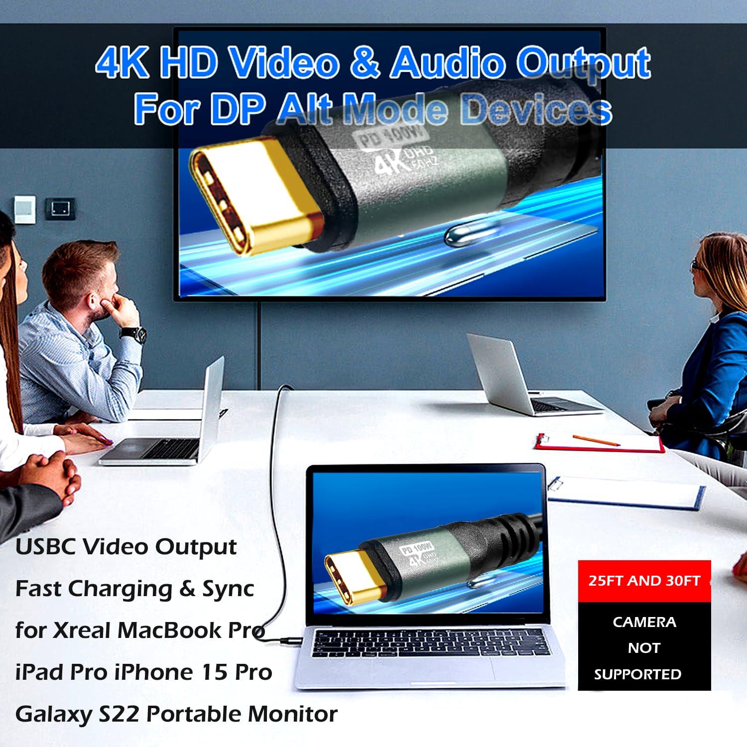 Cable USB-C a USB-C YOTETION 4K 60Hz 4.57m 100W Carga Rápida