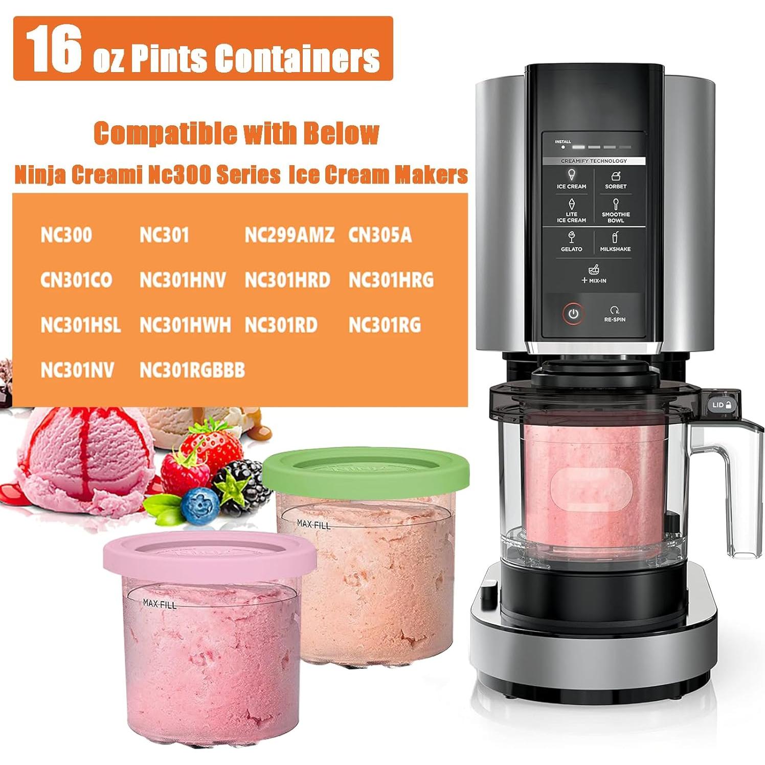 Contenedores de Helado 16oz AULKZIOV para Ninja Creami - 4 Piezas