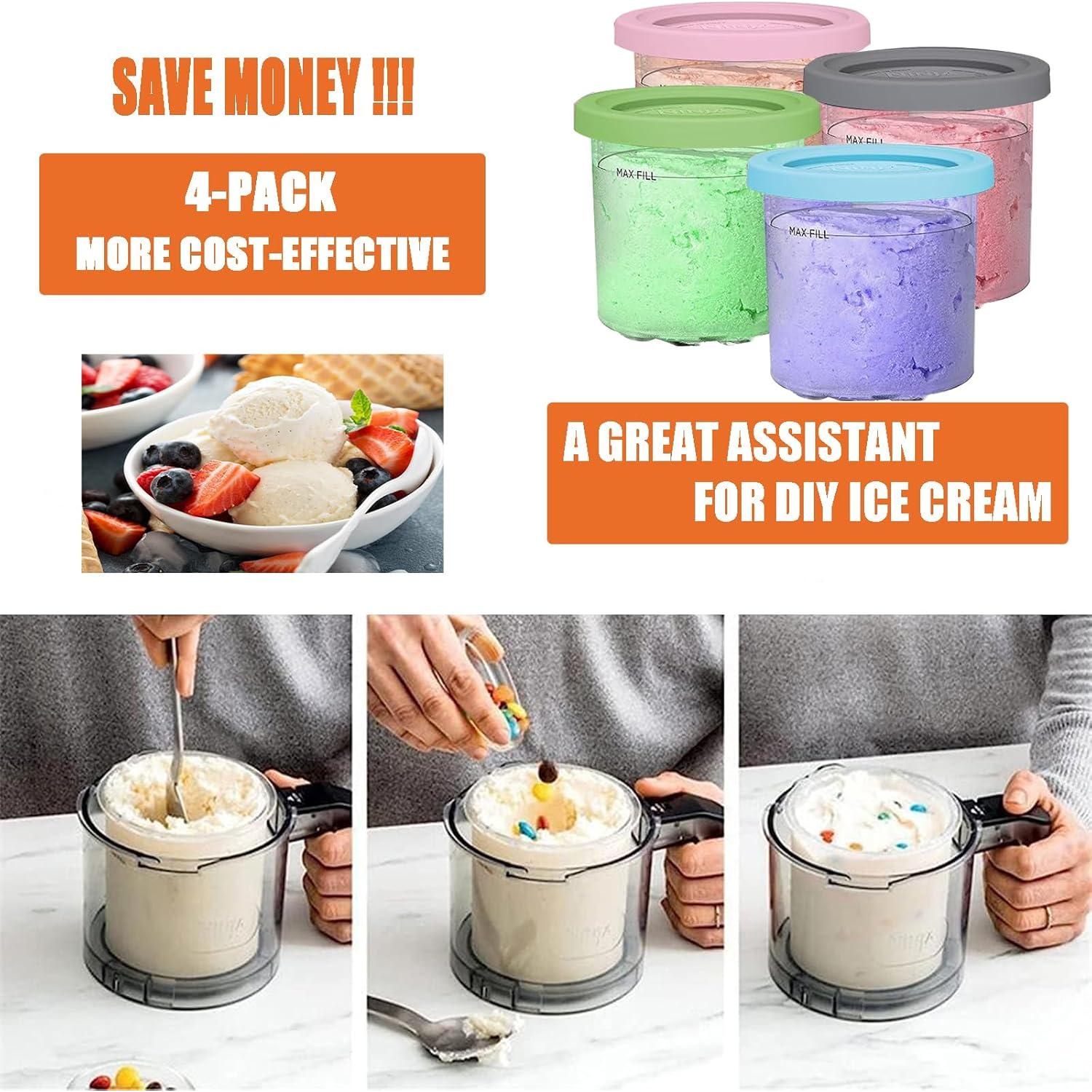 Contenedores de Helado 16oz AULKZIOV para Ninja Creami - 4 Piezas