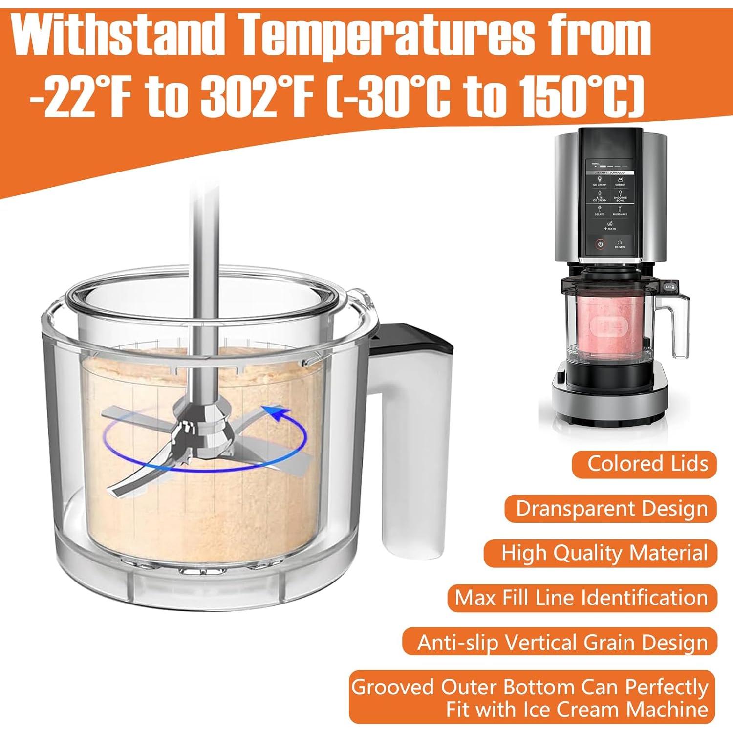 Contenedores de Helado 16oz AULKZIOV para Ninja Creami - 4 Piezas