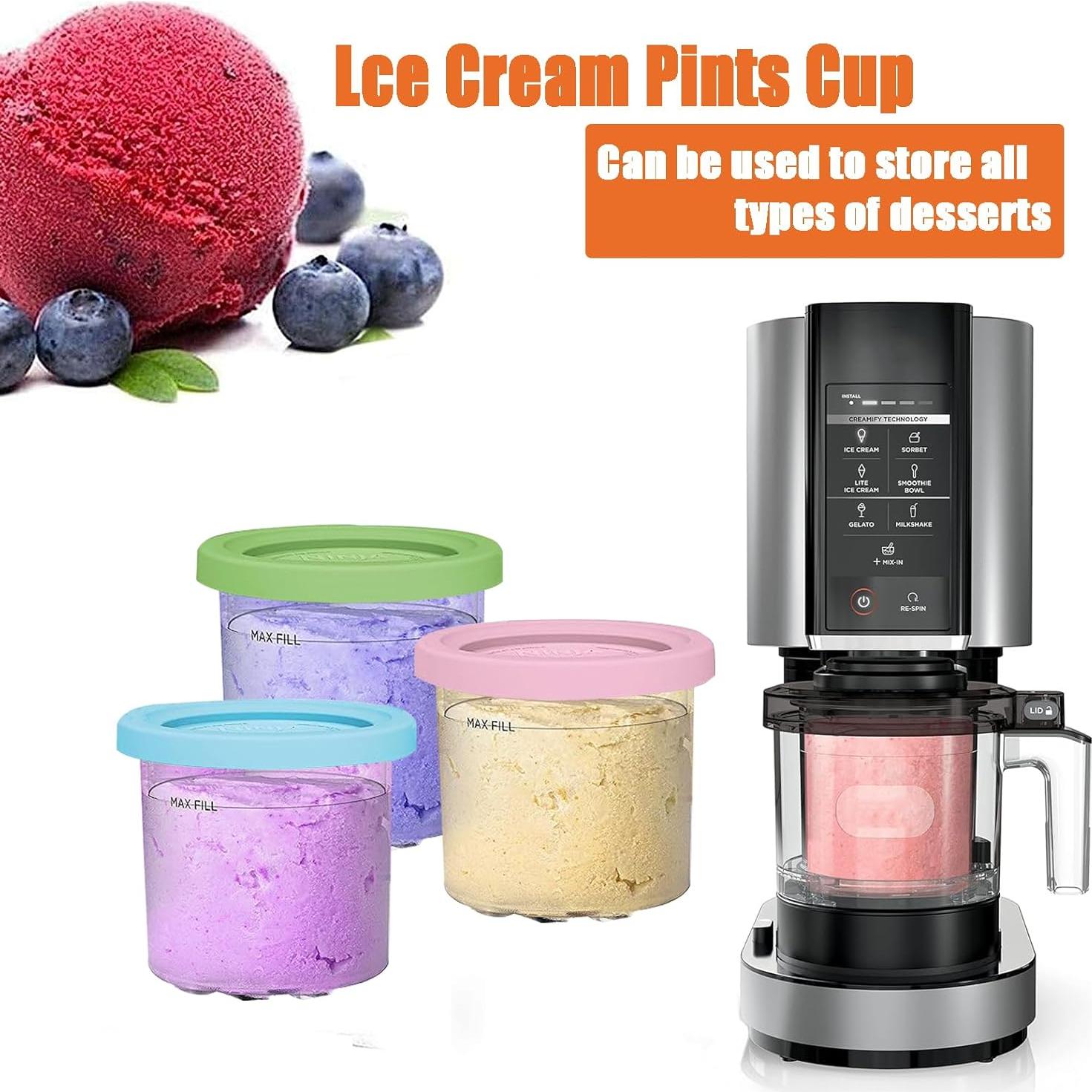 Contenedores de Helado 16oz AULKZIOV para Ninja Creami - 4 Piezas