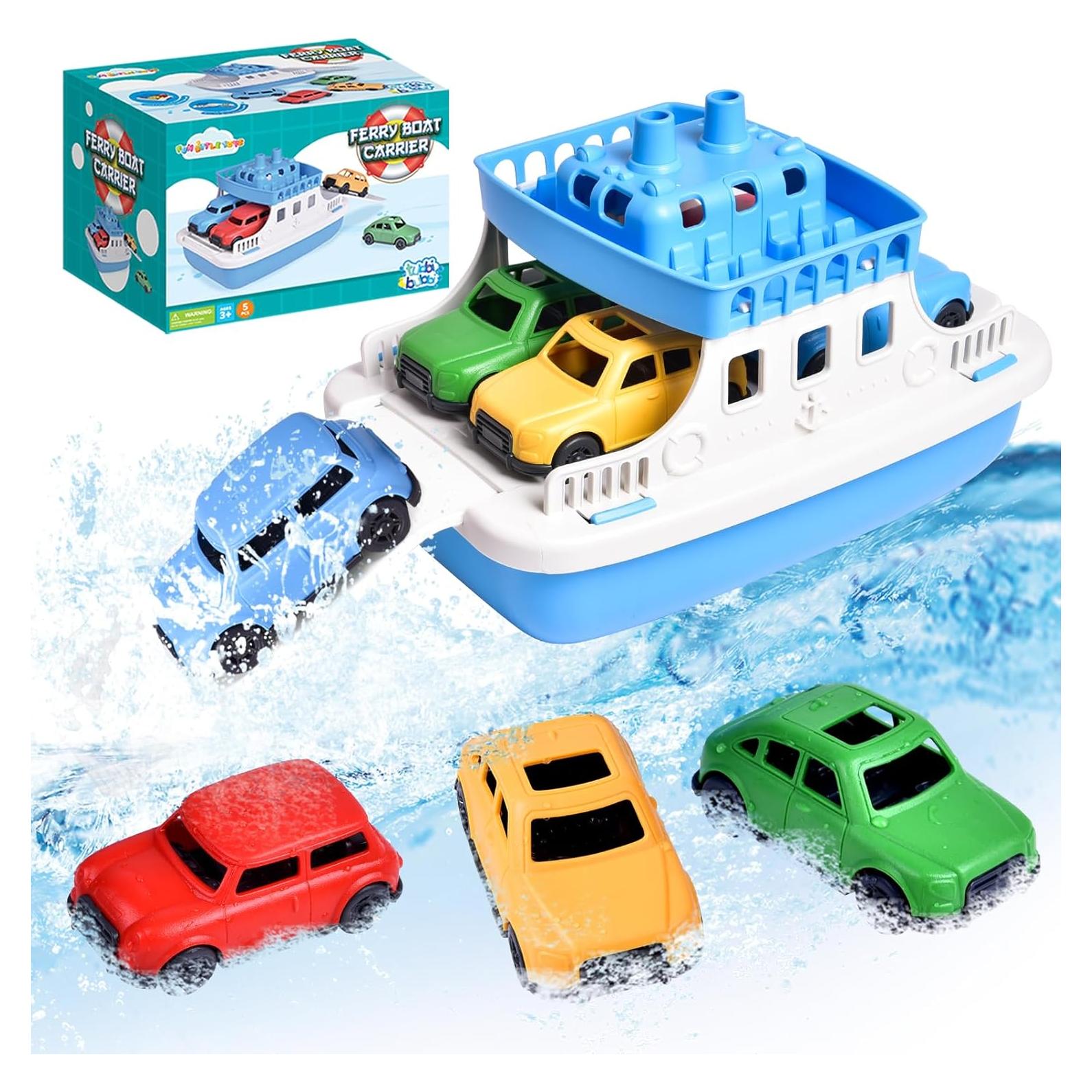 Barco de Juguete FUN LITTLE TOYS con 4 Mini Coches 25 cm