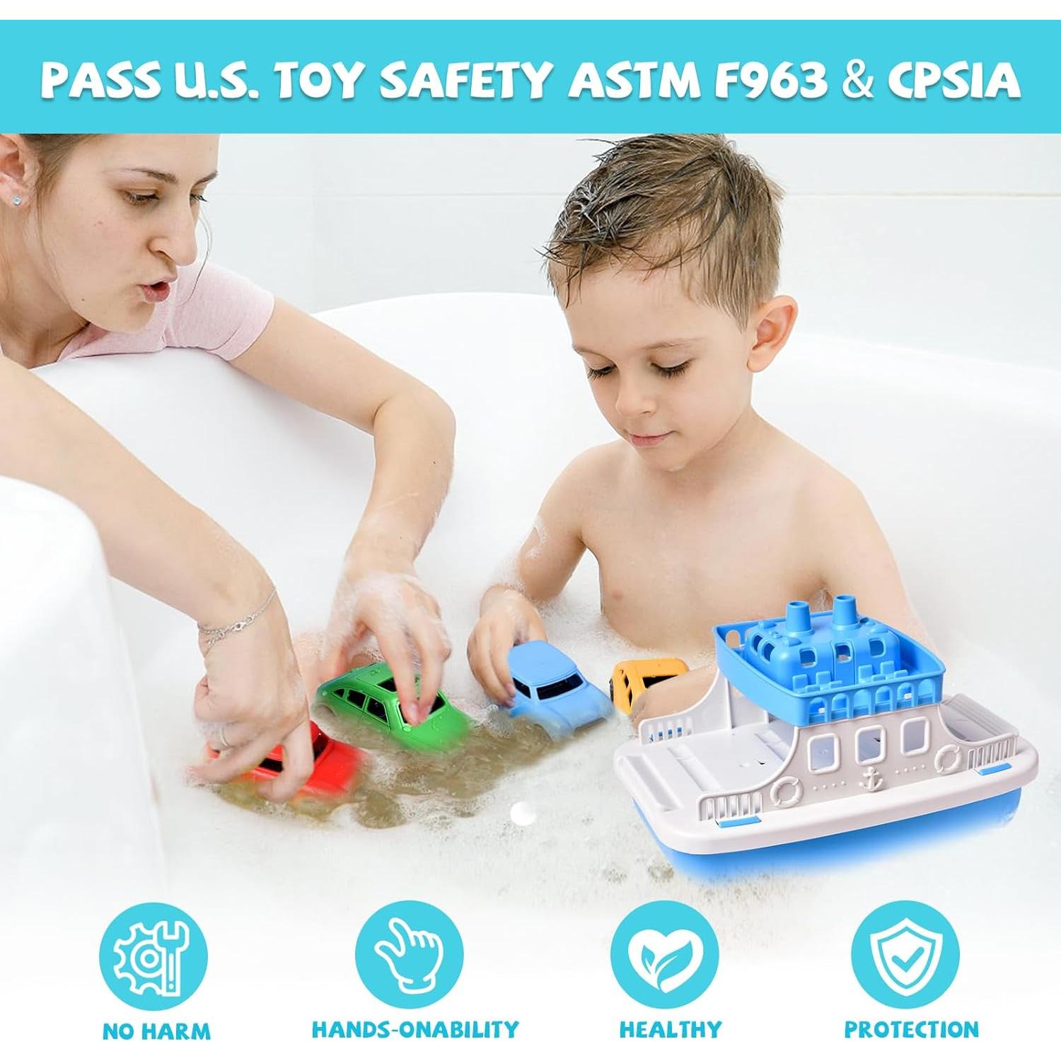 Barco de Juguete FUN LITTLE TOYS con 4 Mini Coches 25 cm