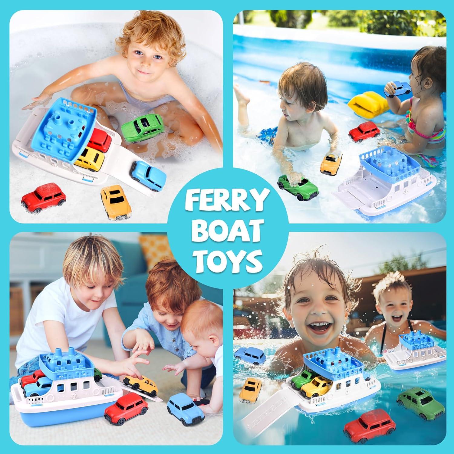 Barco de Juguete FUN LITTLE TOYS con 4 Mini Coches 25 cm