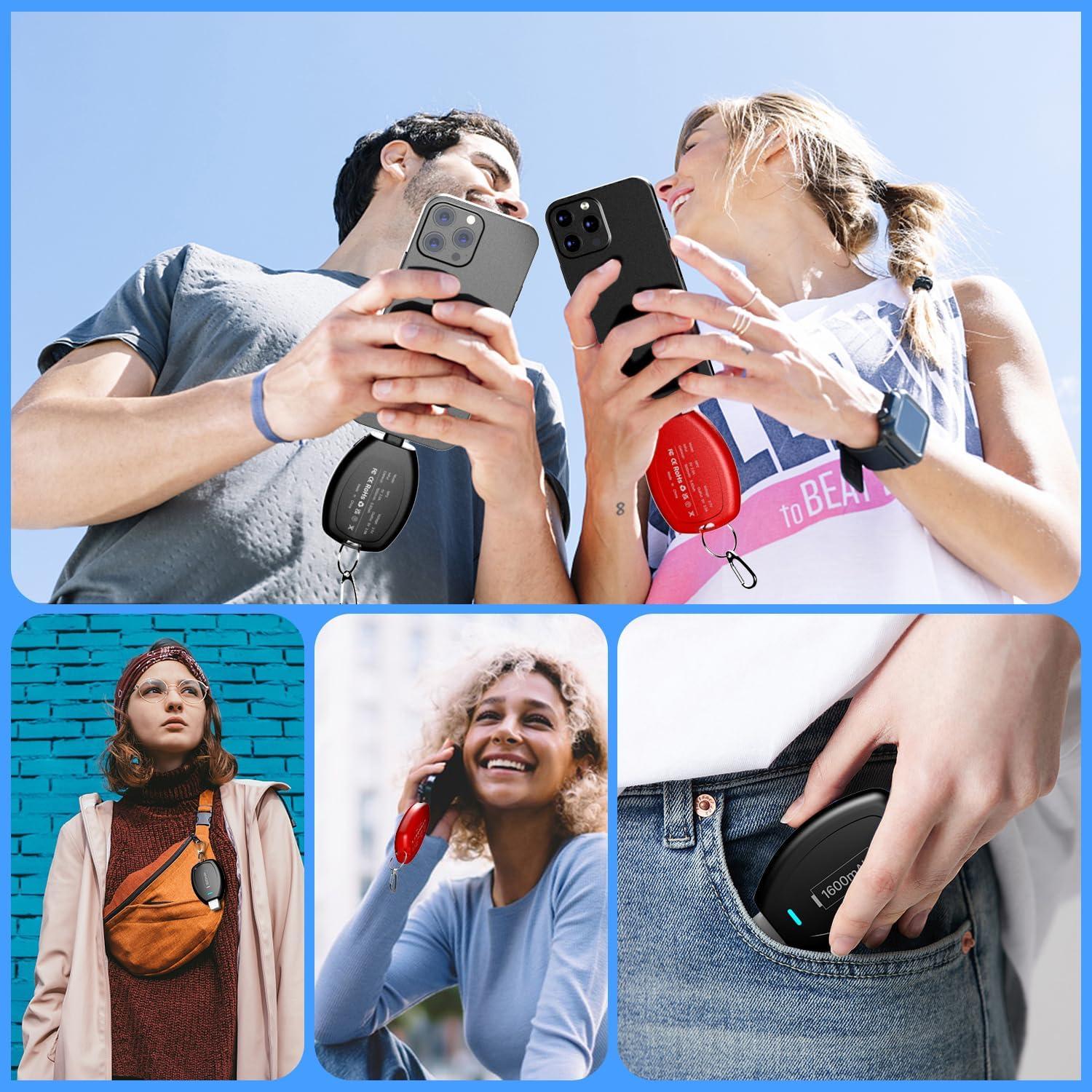 Cargador Portátil de Llavero 1600mAh para iPhone - Negro y Rojo