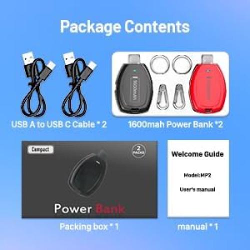 Cargador Portátil de Llavero 1600mAh para iPhone - Negro y Rojo