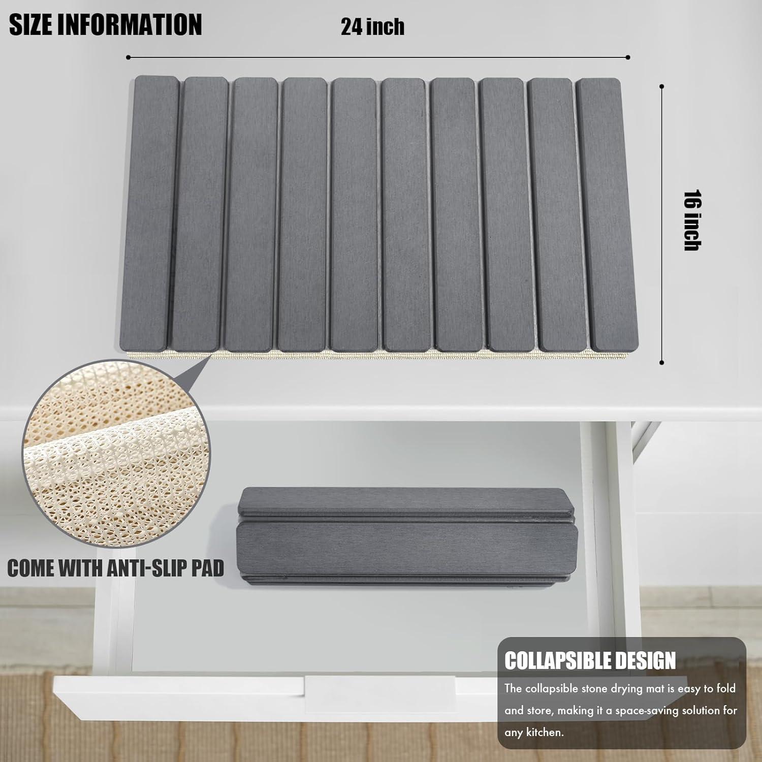 Alfombrilla de Secado de Piedra Diatomácea CERETIA 61x40.6cm Gris