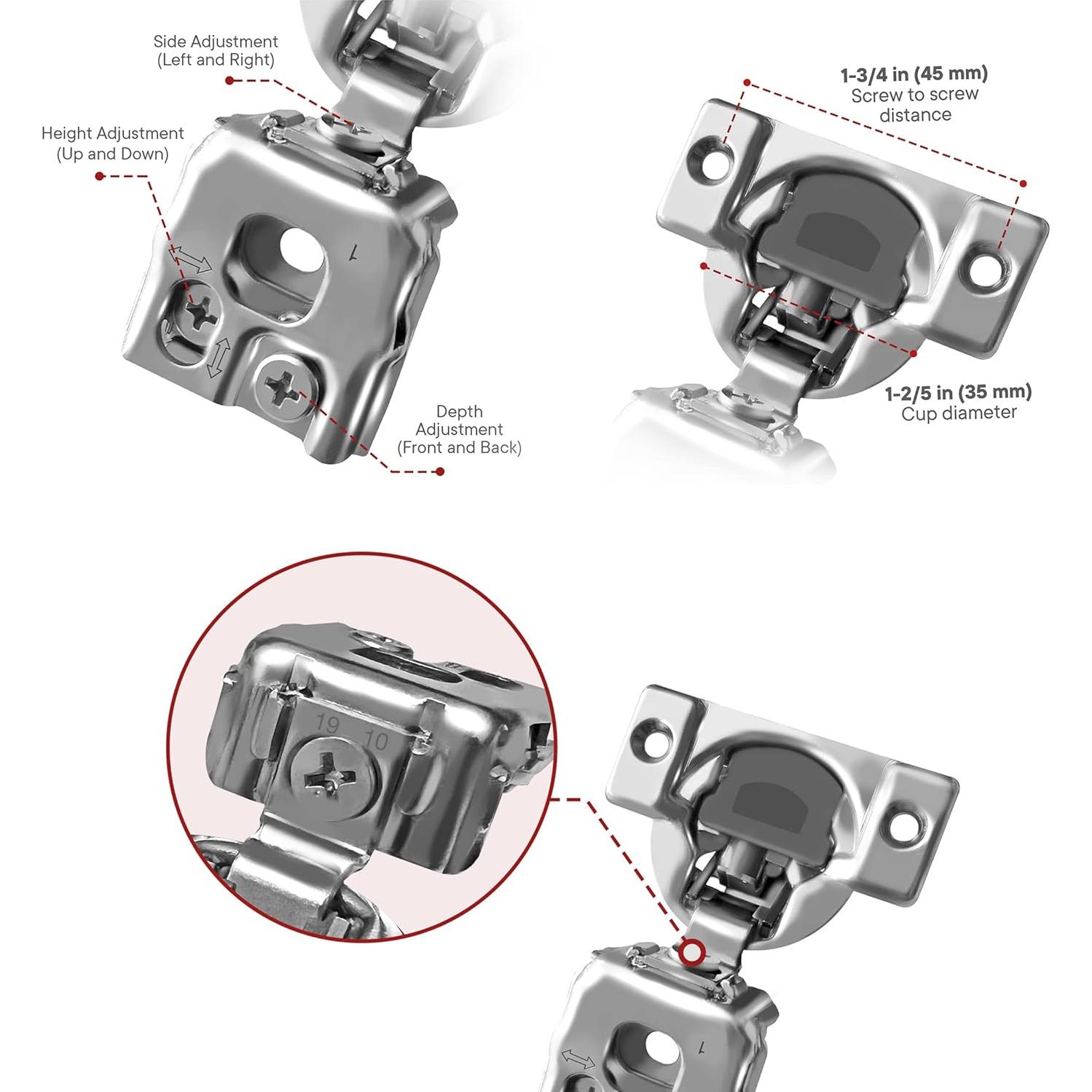 Bisagras de Cierre Suave Berta 2 Piezas 105 Grados Metal