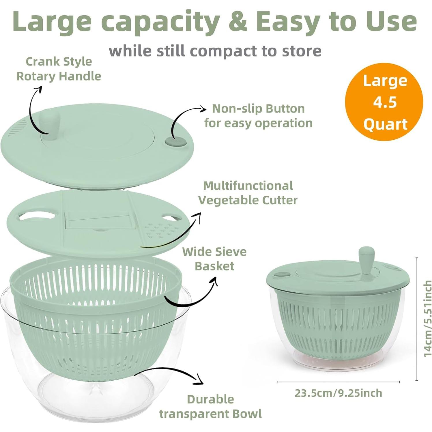 Escurridor de Lechuga Multifuncional Sayihexihe 5.3Qt Verde