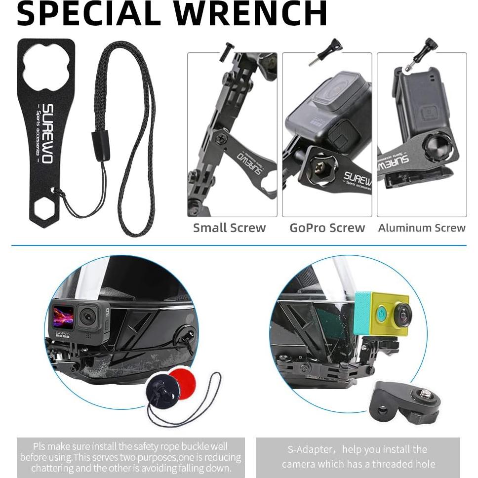 Soporte de Mentón de Casco de Aluminio SUREWO para GoPro