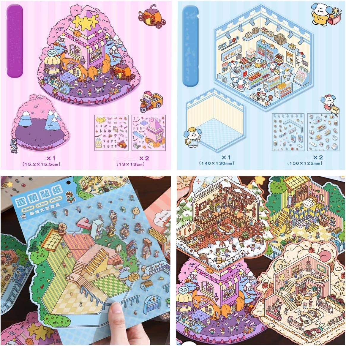 18 Juegos de Pegatinas 3D DIY Genérico para Mini Escenas