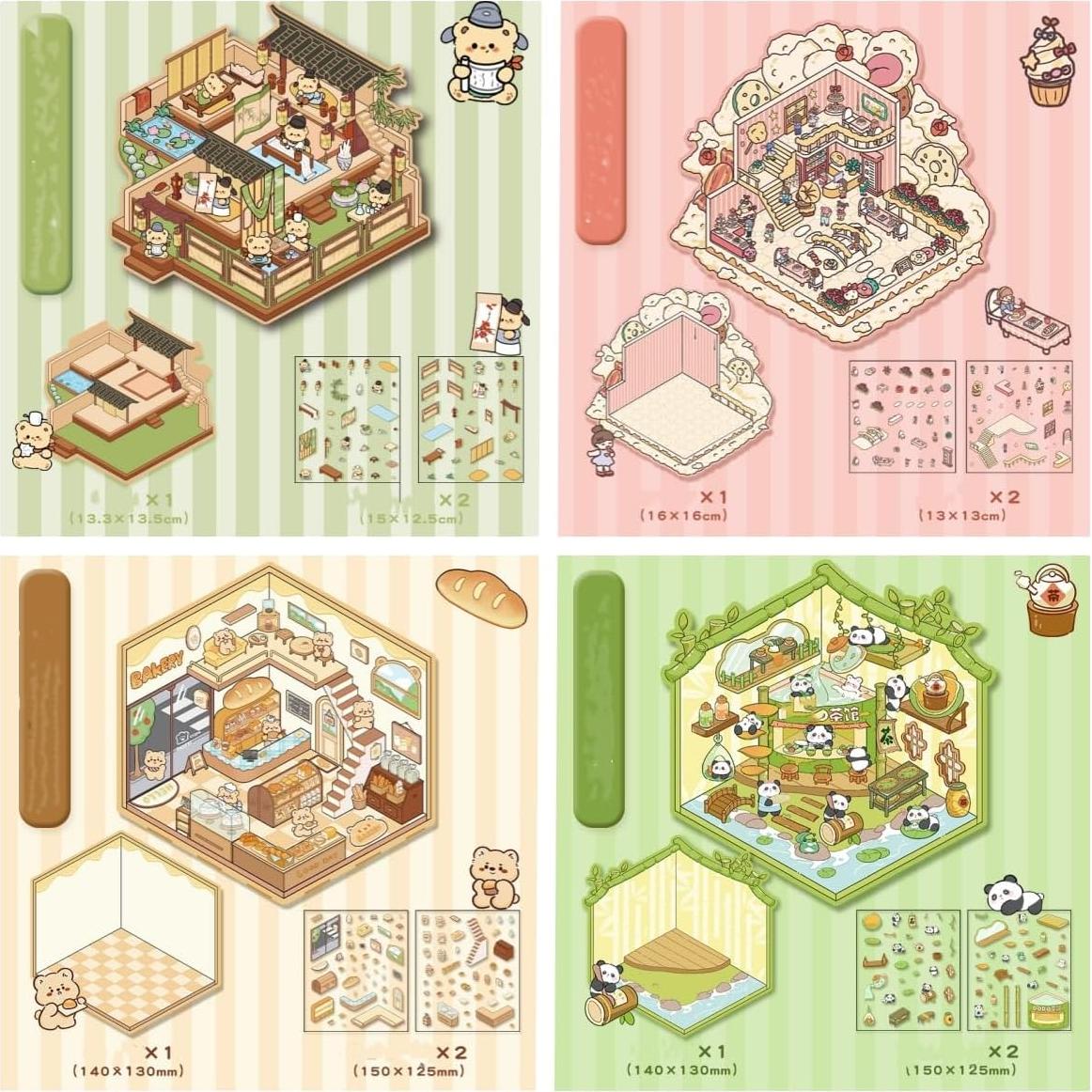 18 Juegos de Pegatinas 3D DIY Genérico para Mini Escenas