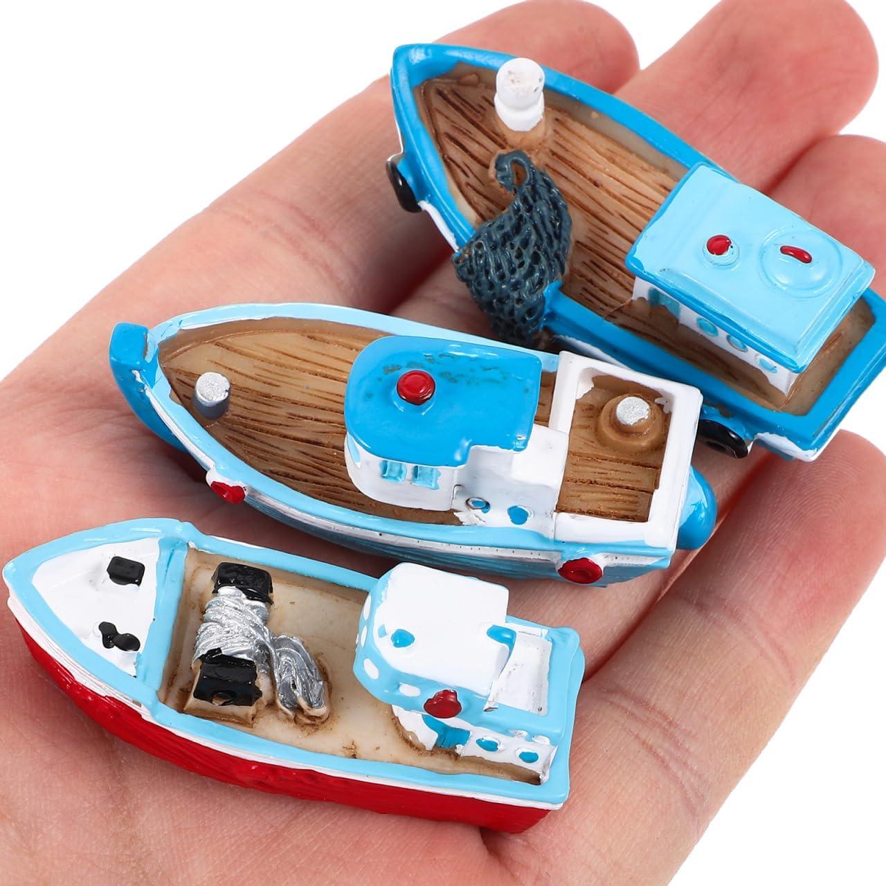 Adornos de Barco de Pesca Miniatura NUOBESTY - 4 Piezas