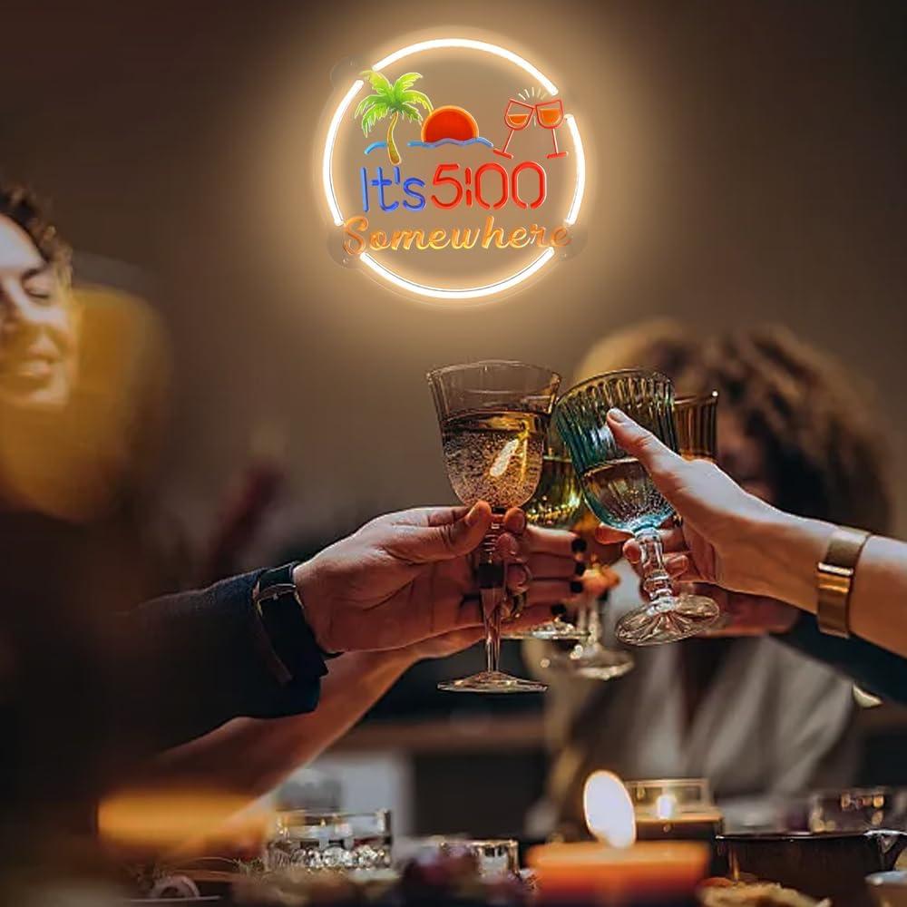 Letrero de Neón Colysor 43.2x33cm Es 5 O'clock en Algún Lugar