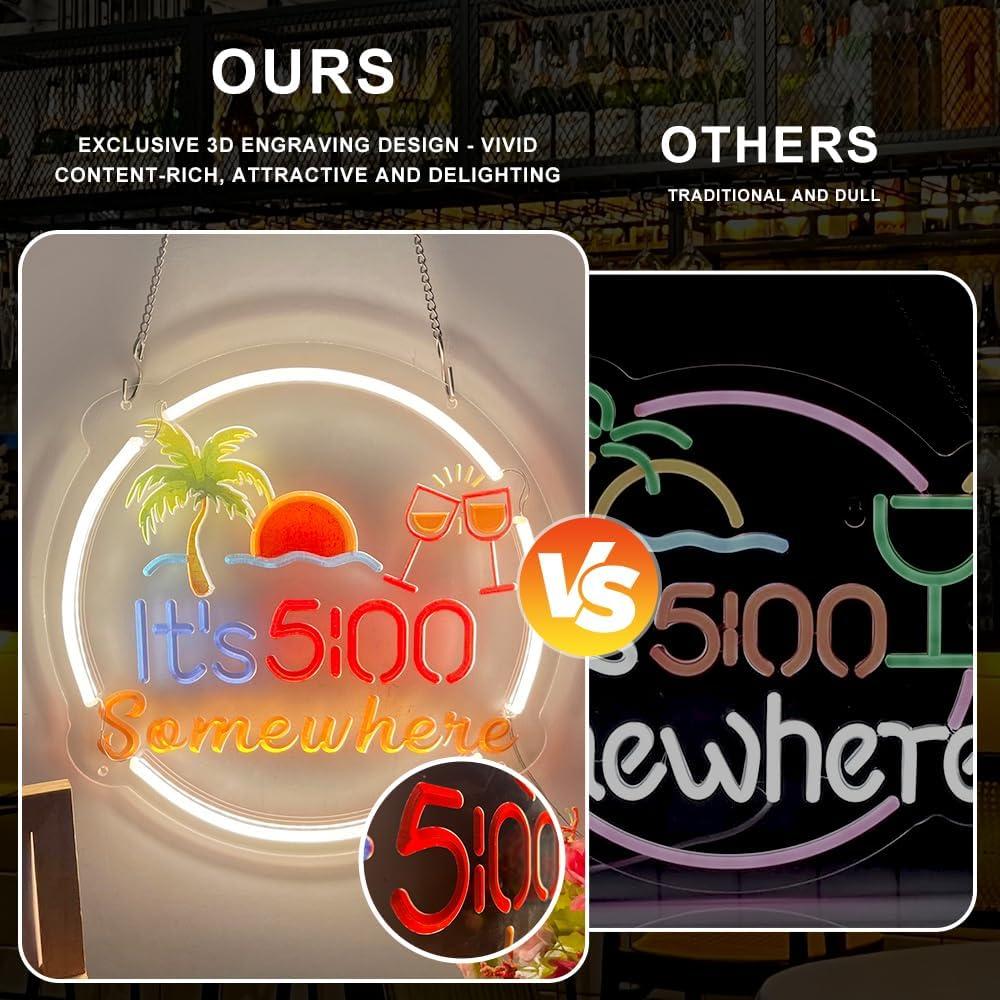 Letrero de Neón Colysor 43.2x33cm Es 5 O'clock en Algún Lugar