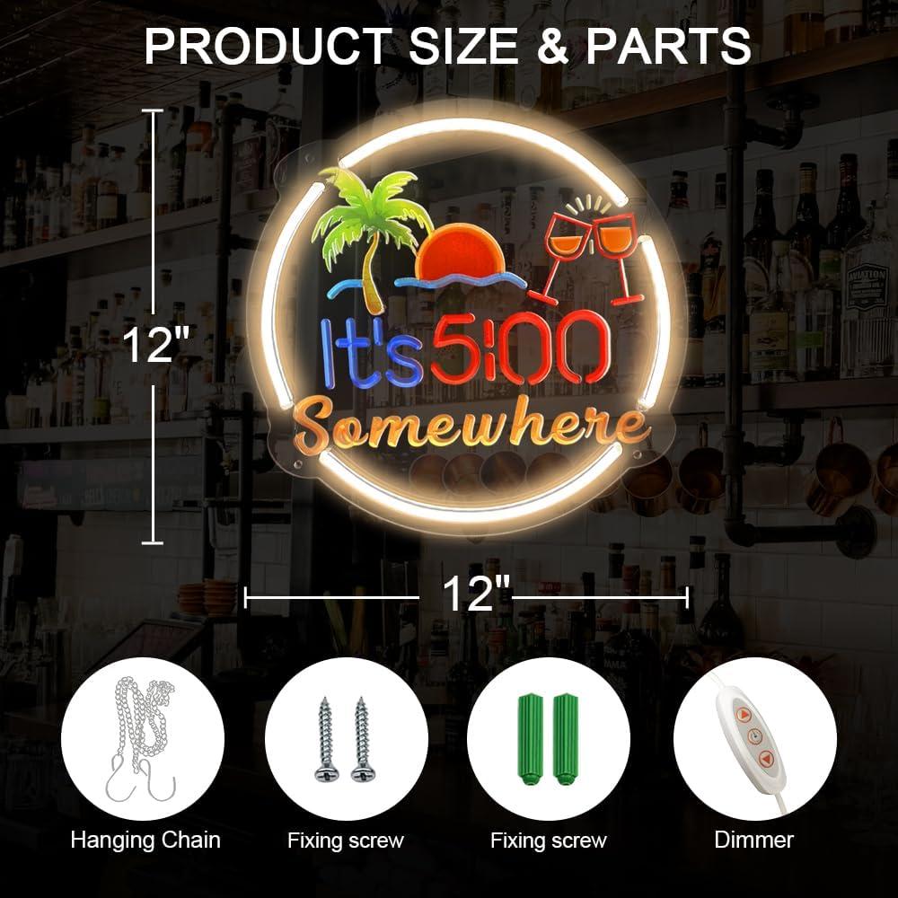 Letrero de Neón Colysor 43.2x33cm Es 5 O'clock en Algún Lugar