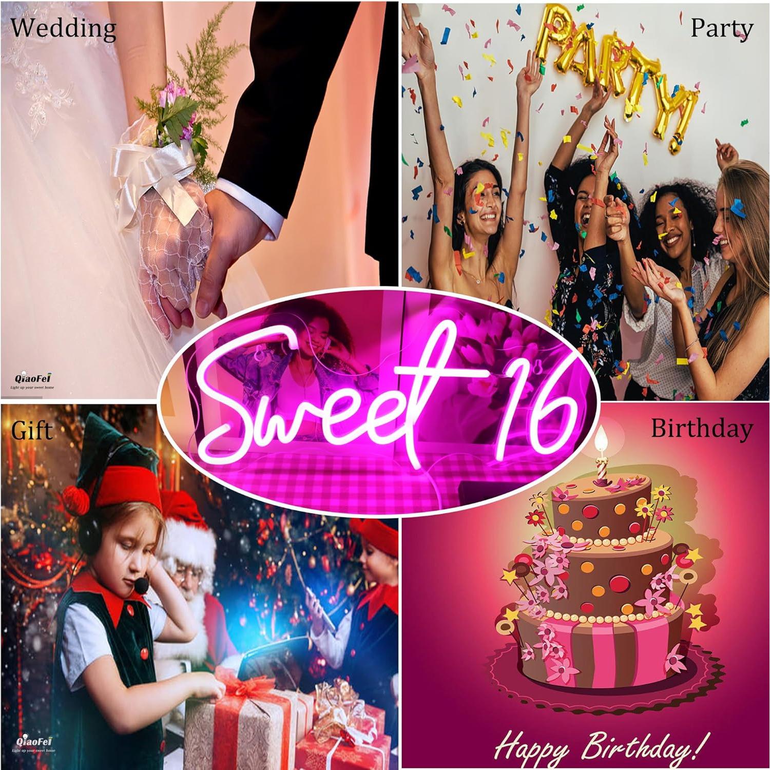 Luz Neon Rosa Dulce 16 QiaoFei con Regulador USB 41.91x17.78 cm