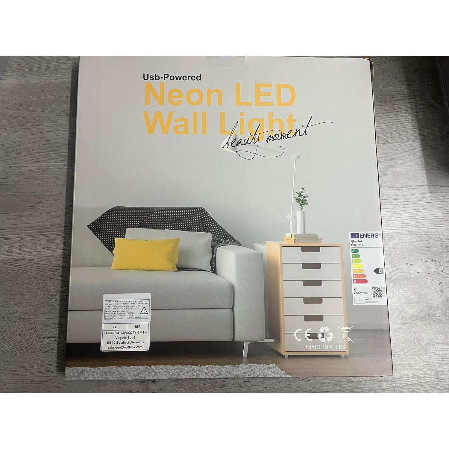 Luz Neon Rosa Dulce 16 QiaoFei con Regulador USB 41.91x17.78 cm