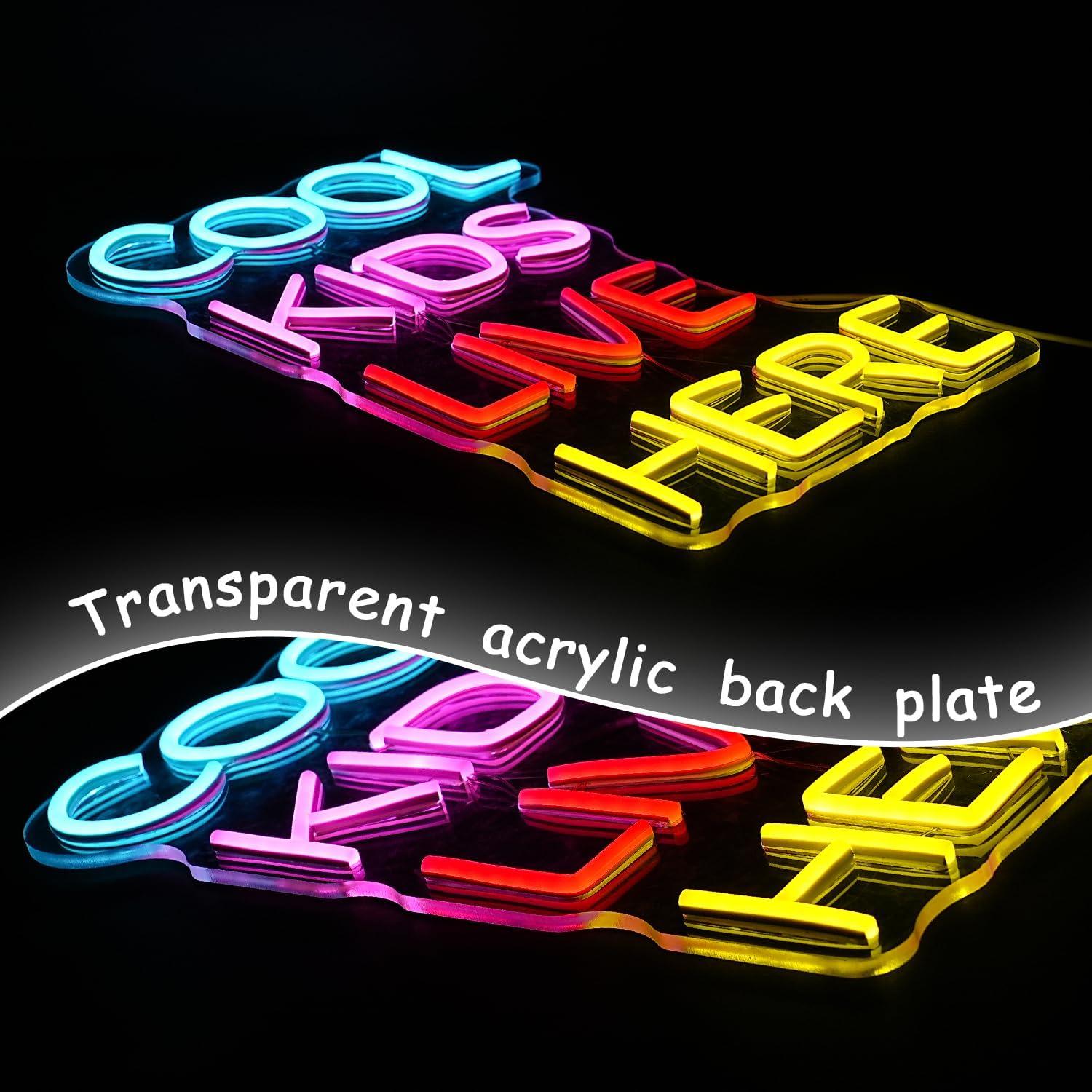 Letrero Neón Cool Kids Live Here LED Decoración Pared 42.9x28.7cm