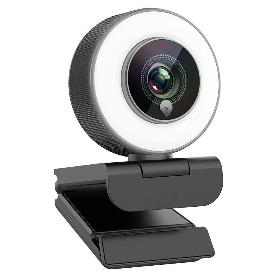 Webcam Angetube 1080P HD con Luz Ajustable y Micrófono Dual