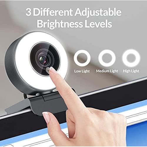 Webcam Angetube 1080P HD con Luz Ajustable y Micrófono Dual