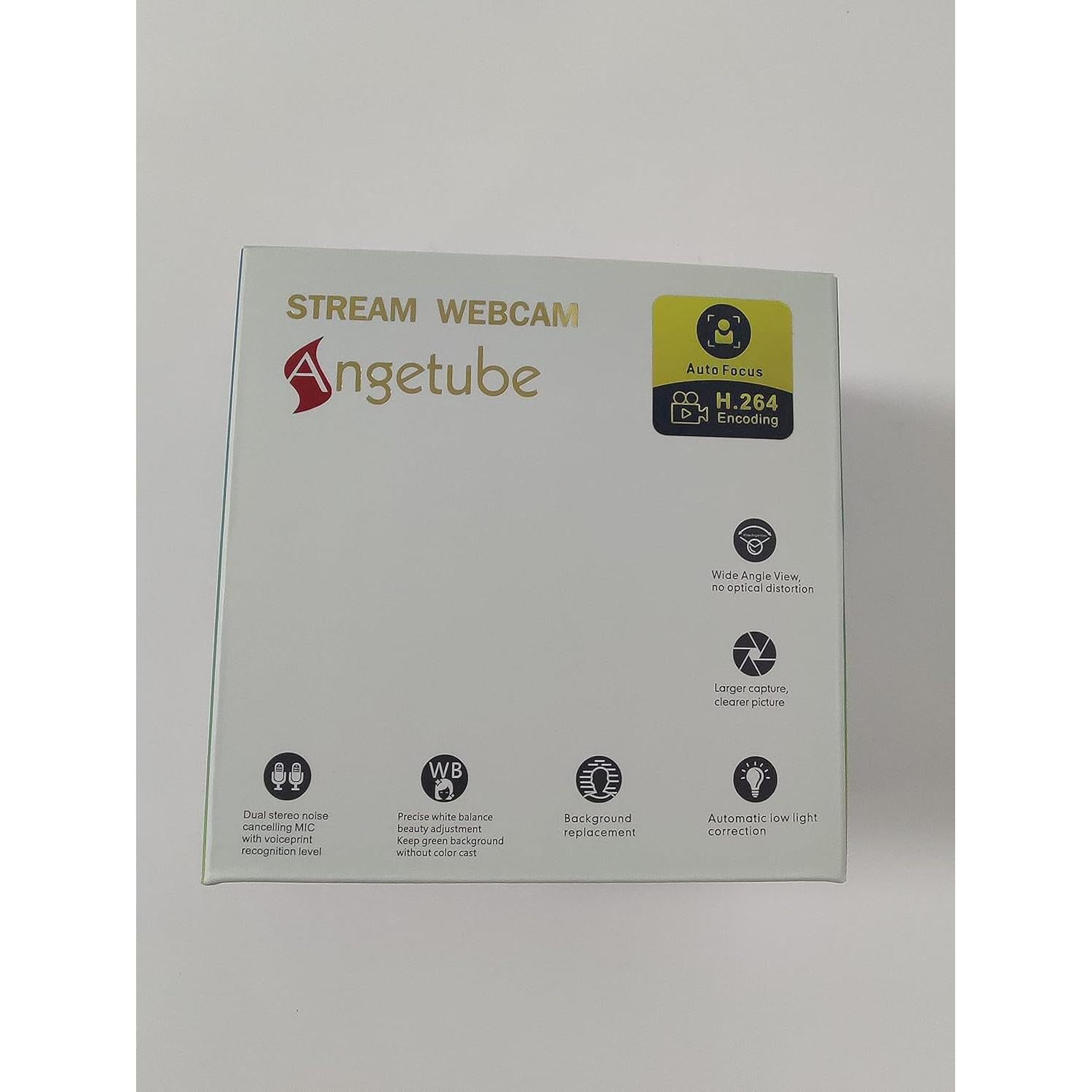 Webcam Angetube 1080P HD con Luz Ajustable y Micrófono Dual