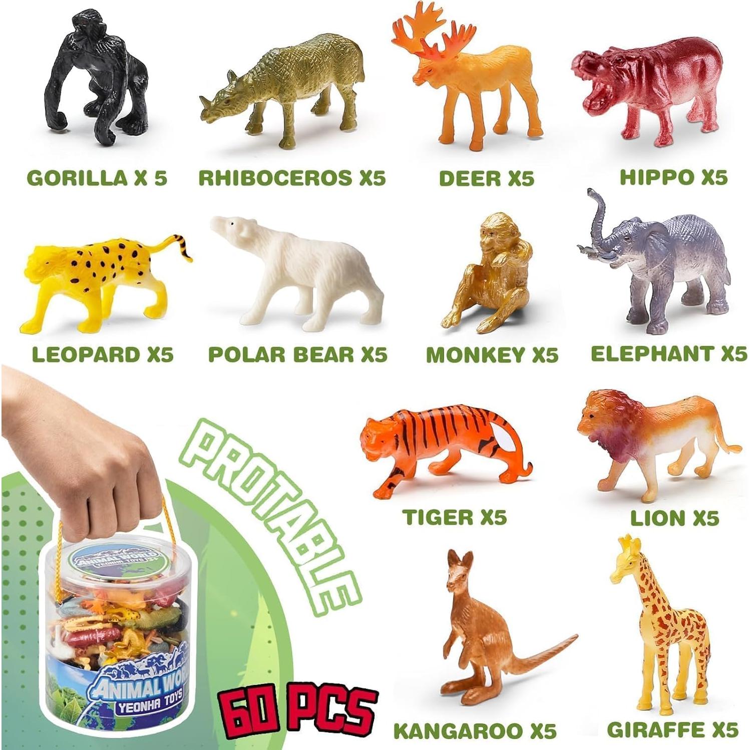 Juego de Animales de Zoo Mini Yeonha Toys 60 Piezas