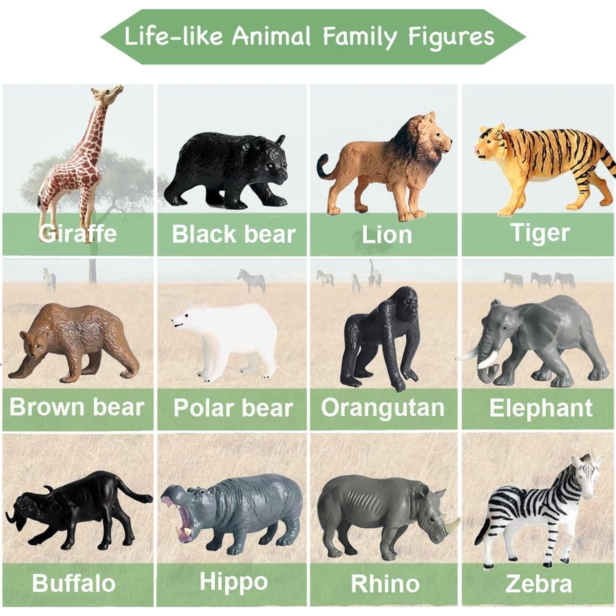 Figuras de Animales Safari RUSON 12 Pcs Juguetes Educativos