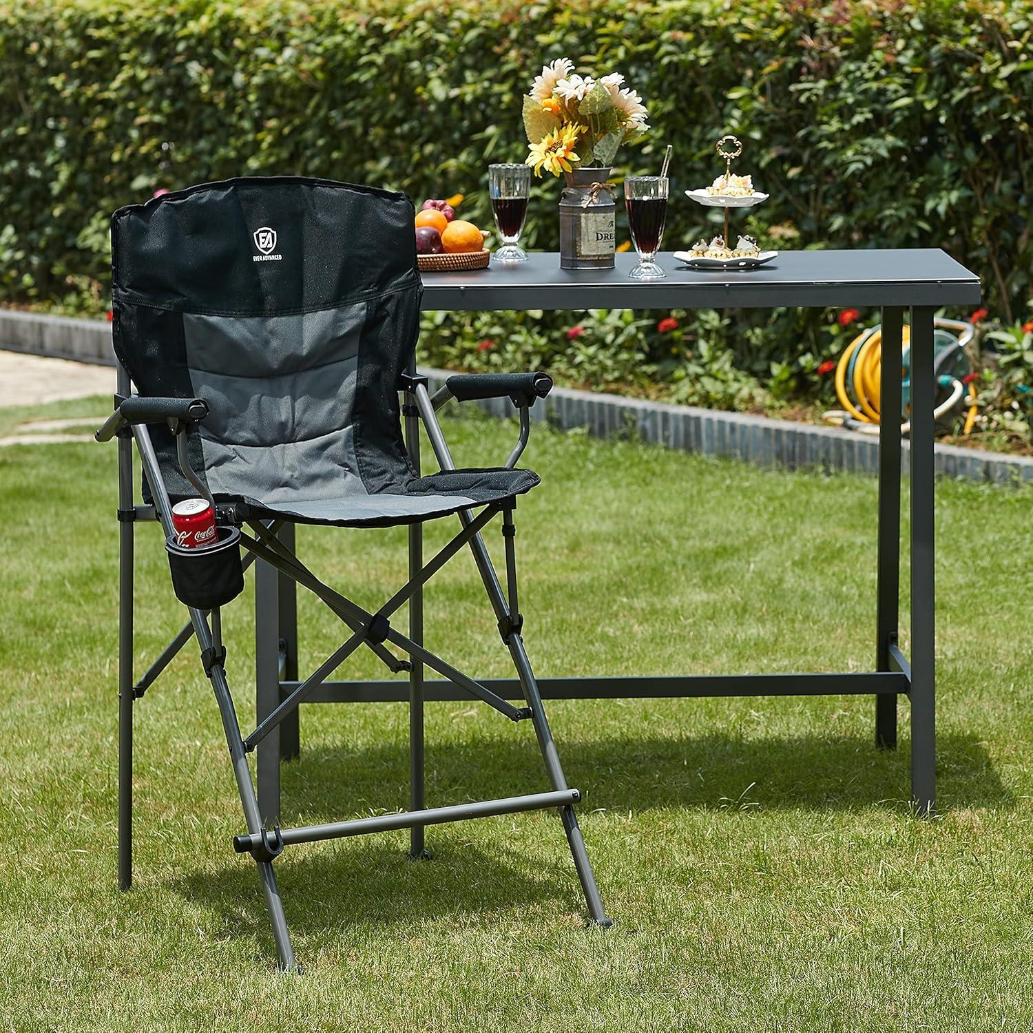 Silla de Camping Alta Plegable EVER ADVANCED con Porta Vasos