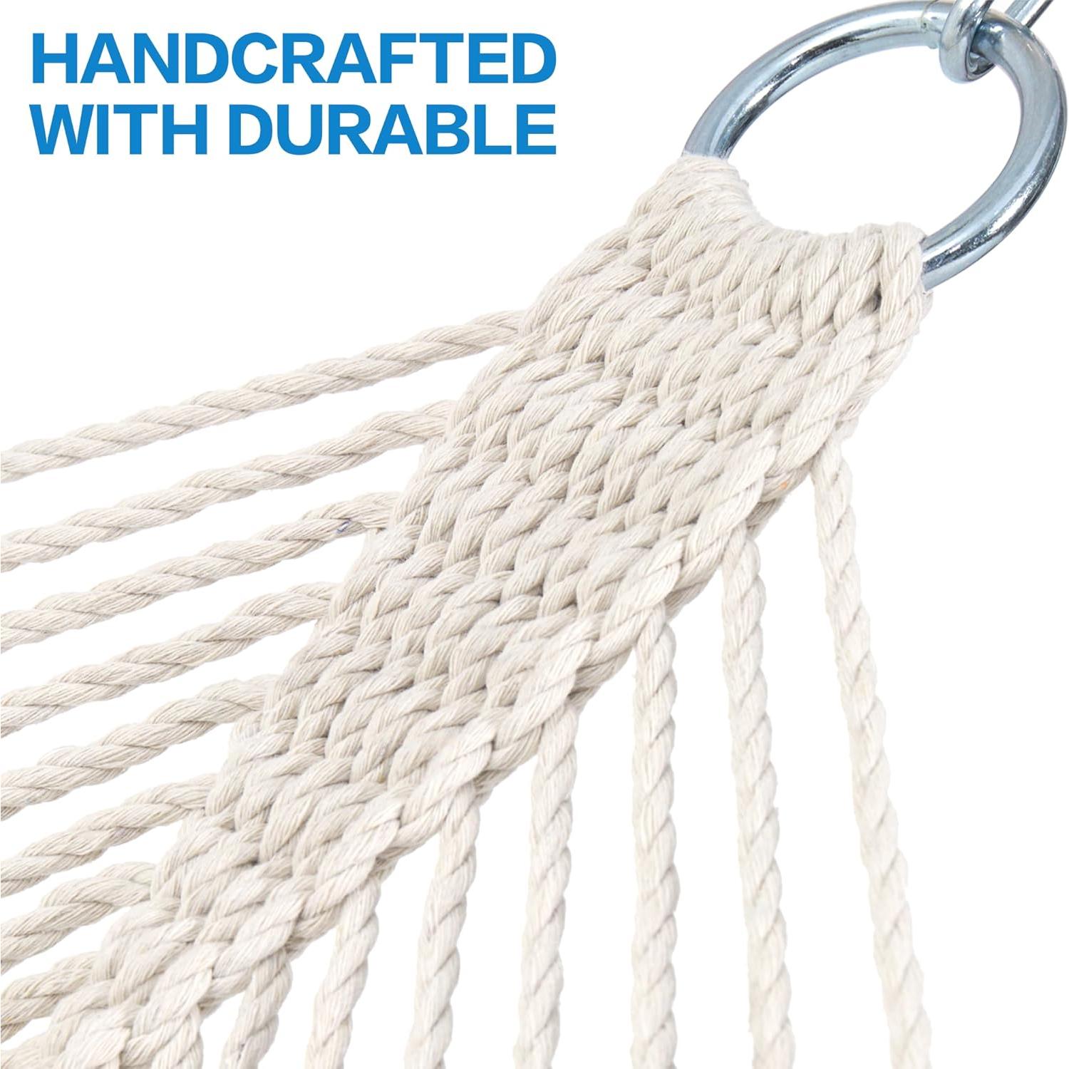 Hamaca Doble PNAEUT de Cuerda 4m Beige para 2 Personas