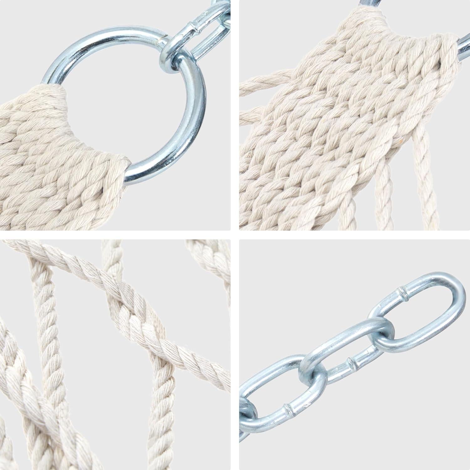 Hamaca Doble PNAEUT de Cuerda 4m Beige para 2 Personas