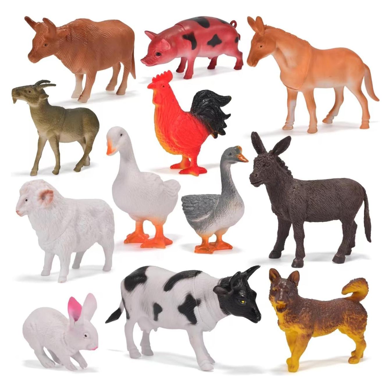 Paquete de 12 Juguetes Animales de Granja Zcpotizi 8-16 cm