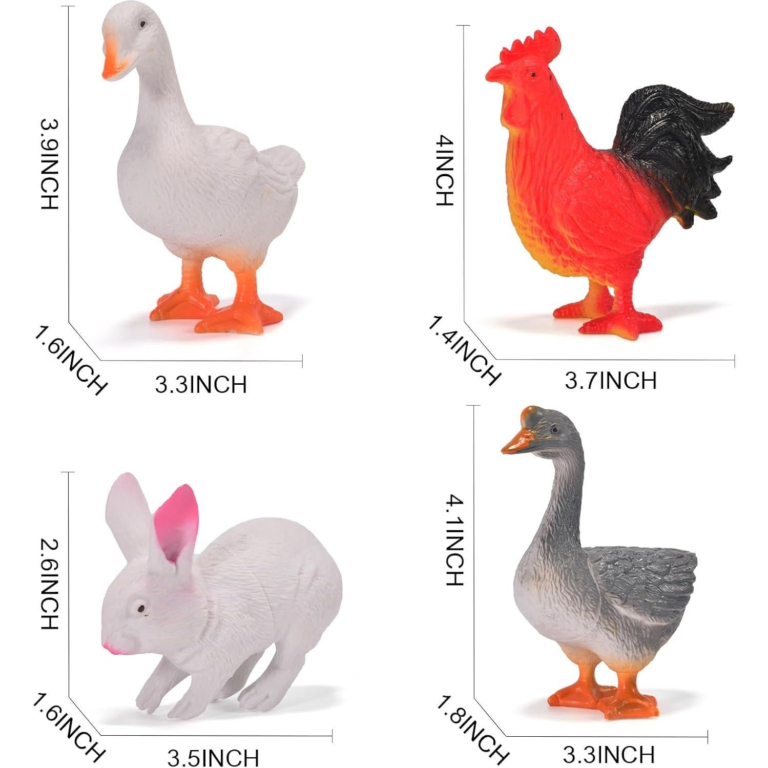 Paquete de 12 Juguetes Animales de Granja Zcpotizi 8-16 cm
