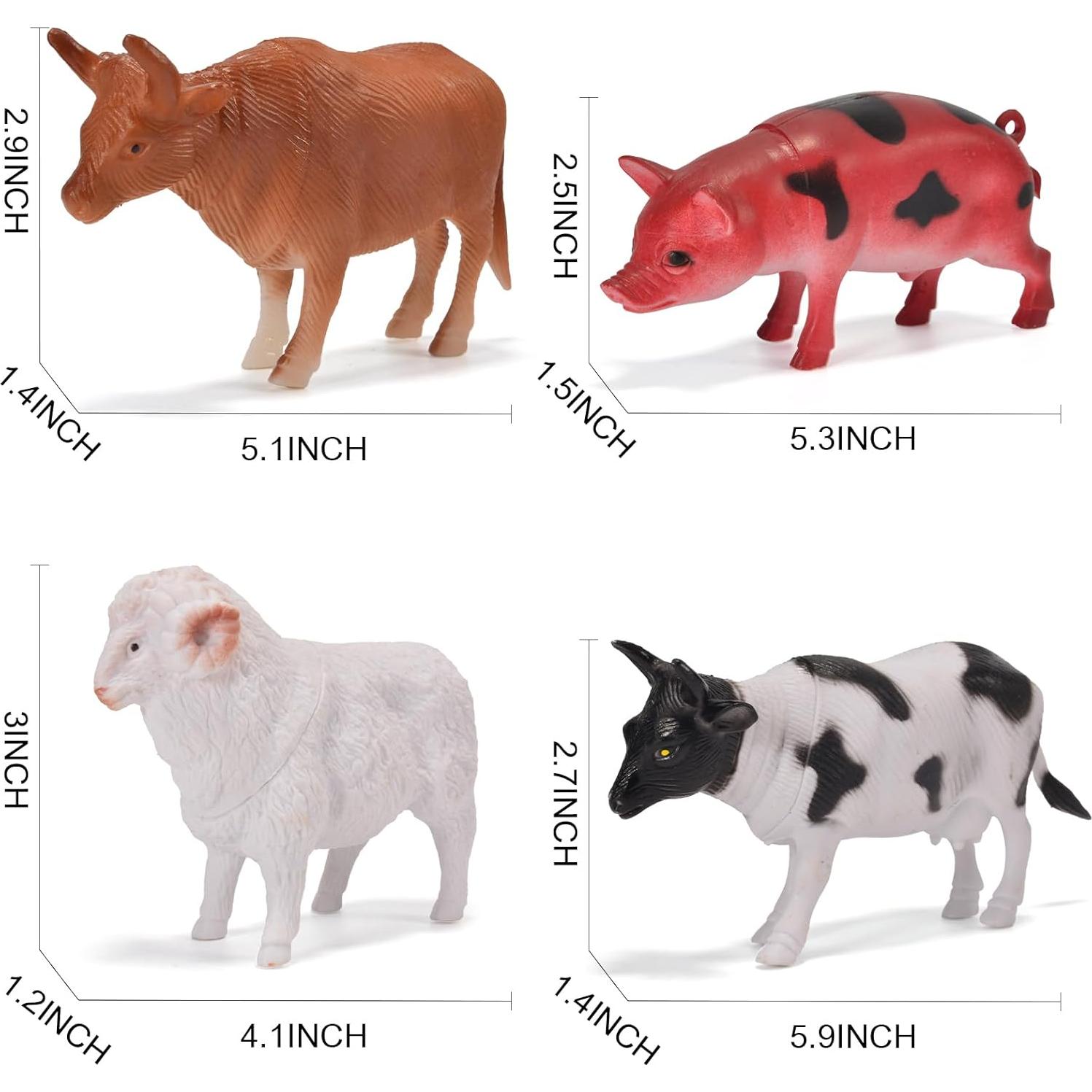 Paquete de 12 Juguetes Animales de Granja Zcpotizi 8-16 cm