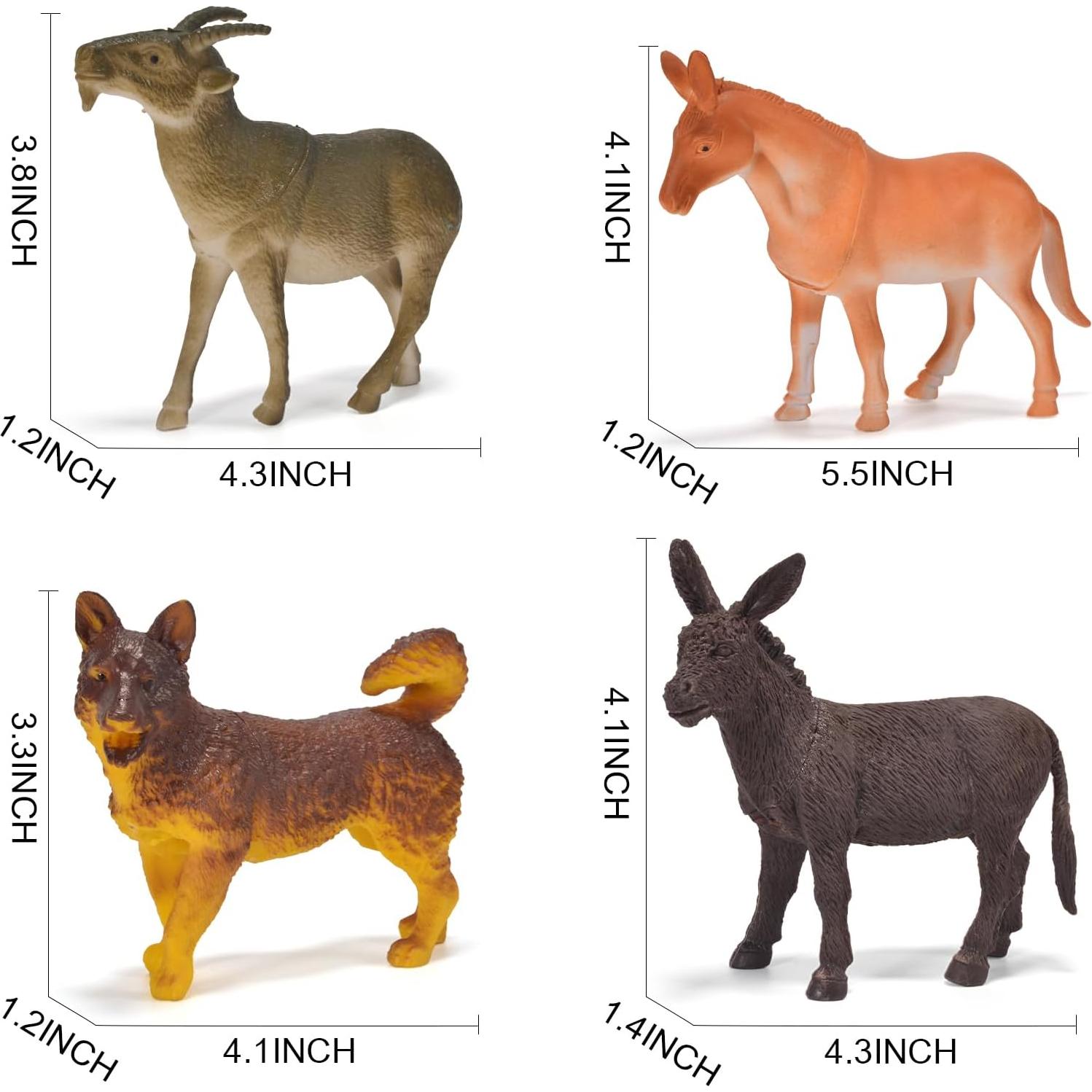 Paquete de 12 Juguetes Animales de Granja Zcpotizi 8-16 cm