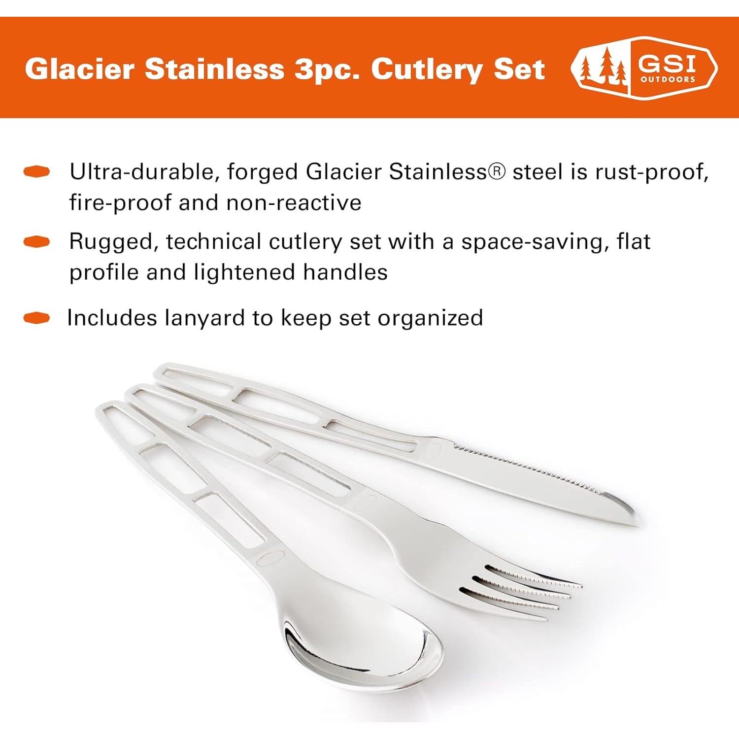 Set de Utensilios de Camping GSI Outdoors Acero Inoxidable 3 Piezas