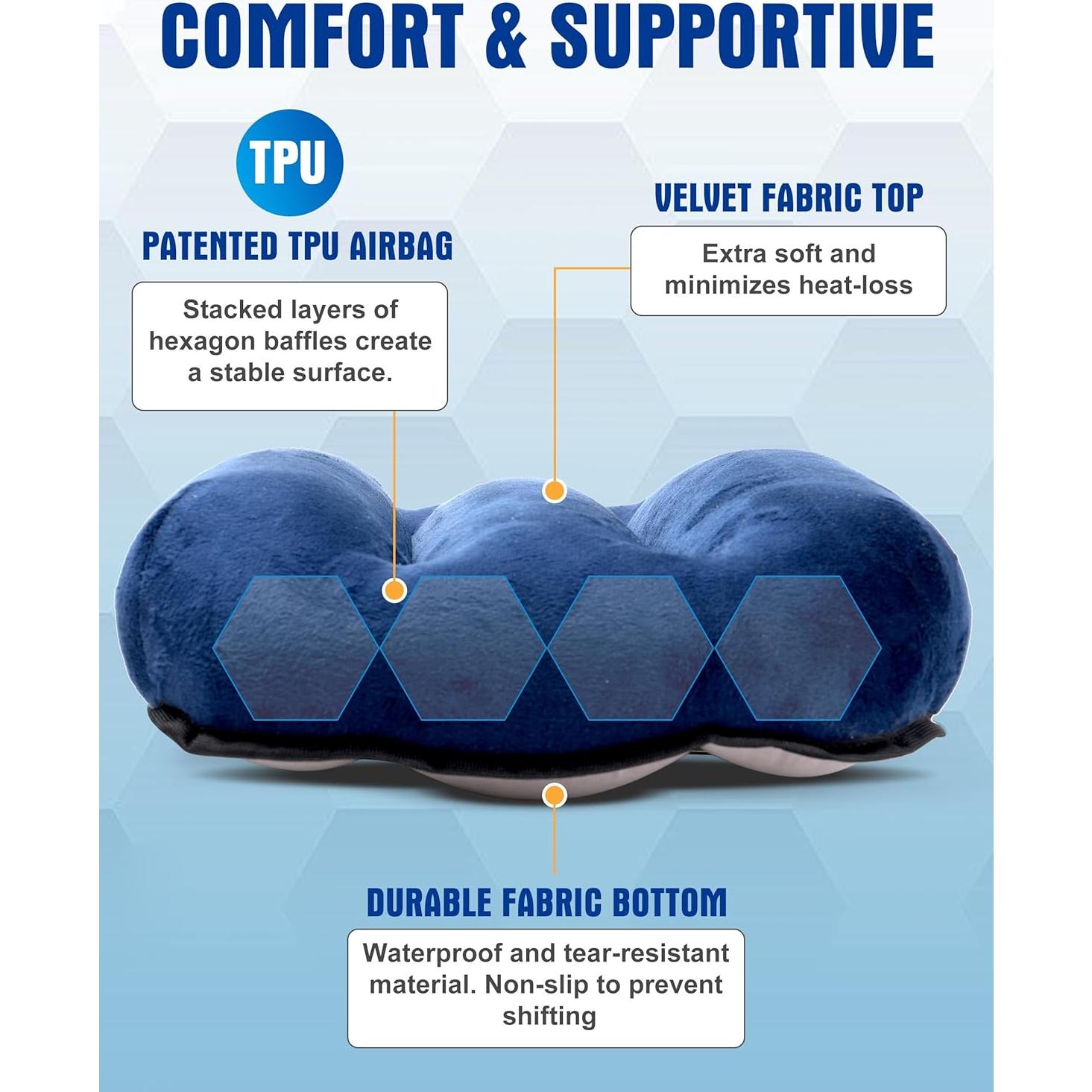 Almohada Inflable Kampair Azul Ultraligera para Camping