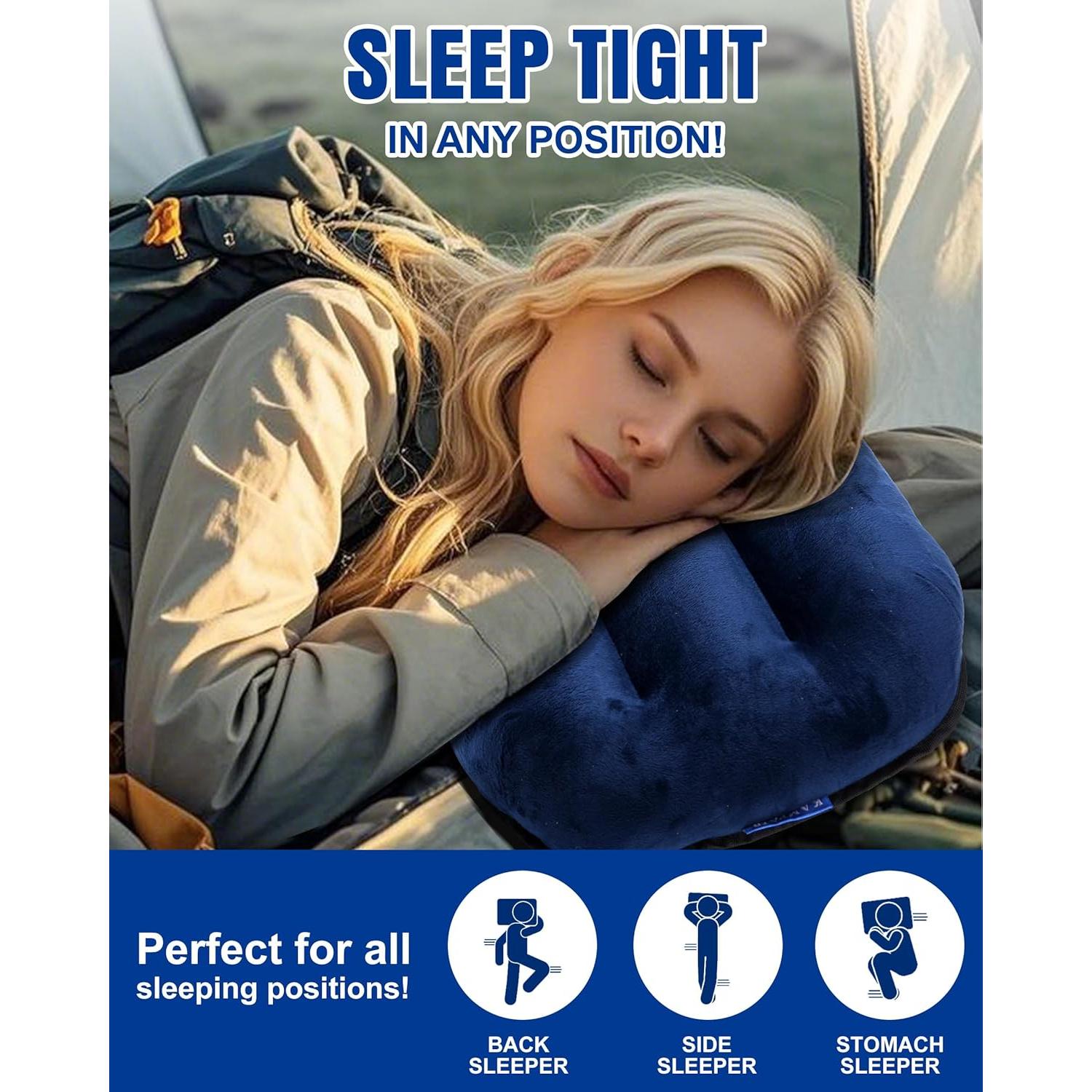 Almohada Inflable Kampair Azul Ultraligera para Camping