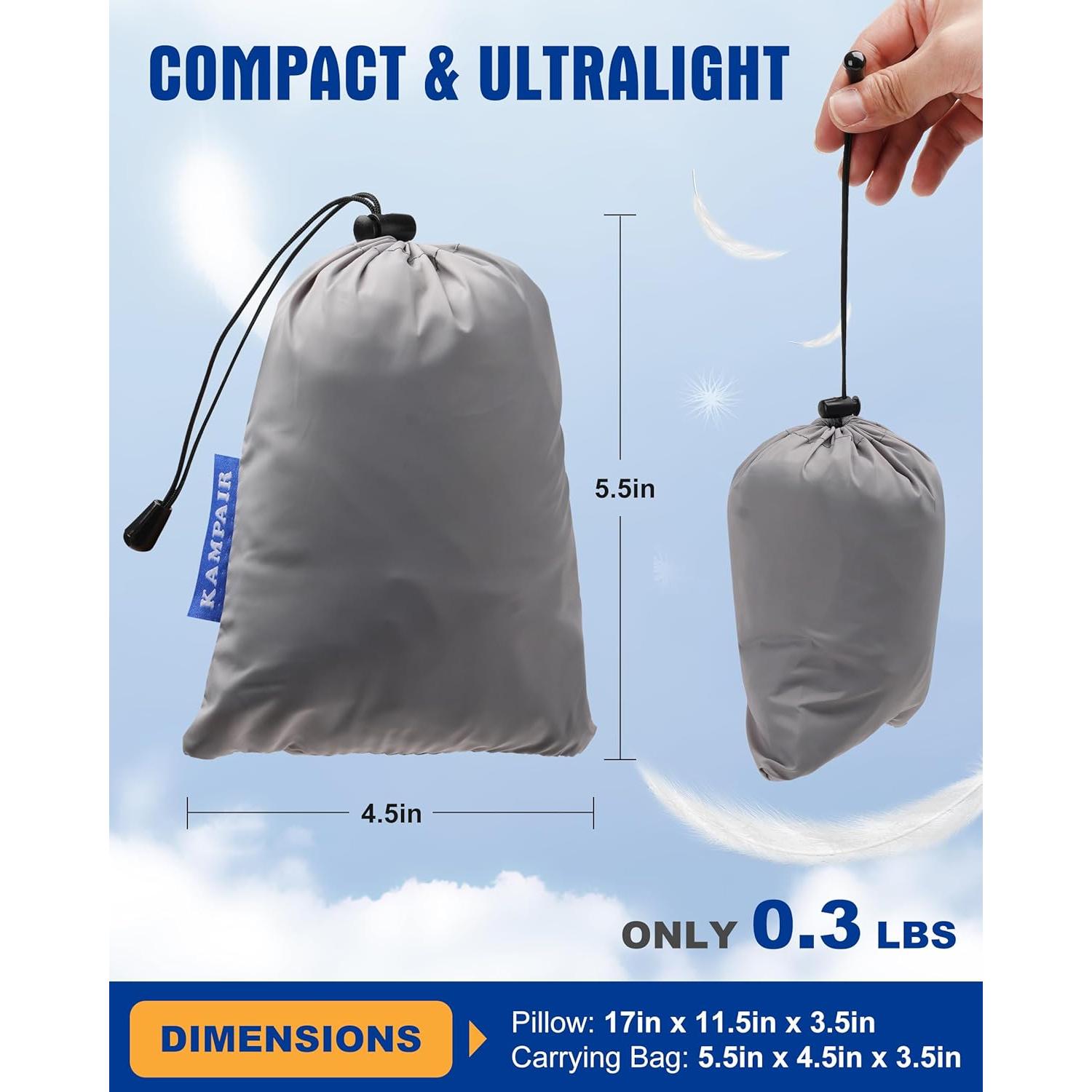 Almohada Inflable Kampair Azul Ultraligera para Camping