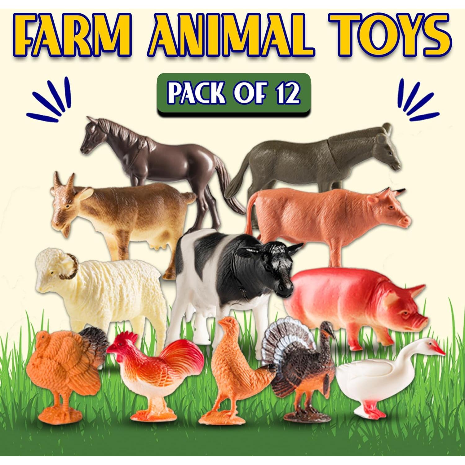 Juguetes de Animales de Granja Bedwina - 12 Figuras Realistas