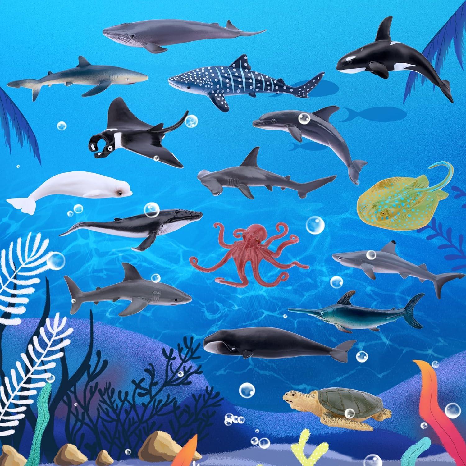 Figuras de Animales Oceánicos TOYMANY 24 Piezas Realistas