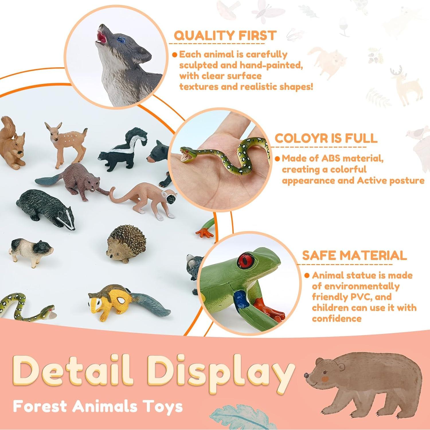 18 Figuras de Animales del Bosque SCAHOW - Juguetes Realistas