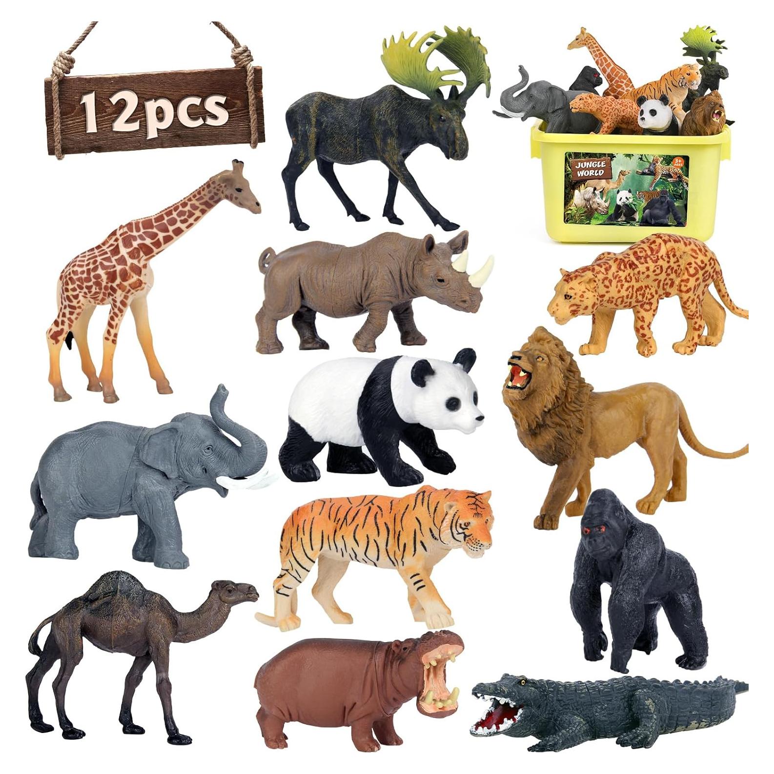 Figuras de Animales de Safari Mini Tudou 12 PCS Jumbo Realistas