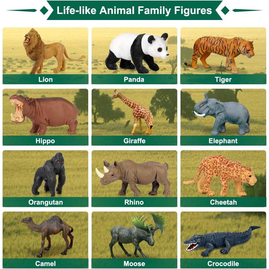 Figuras de Animales de Safari Mini Tudou 12 PCS Jumbo Realistas