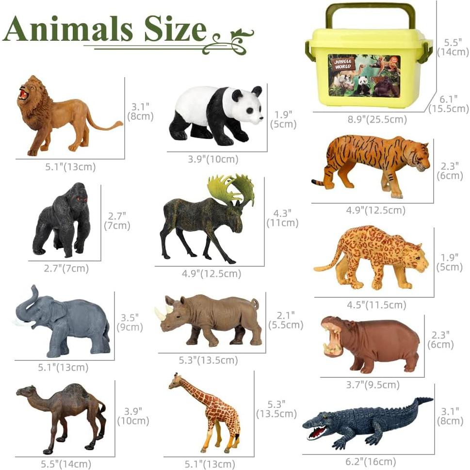 Figuras de Animales de Safari Mini Tudou 12 PCS Jumbo Realistas