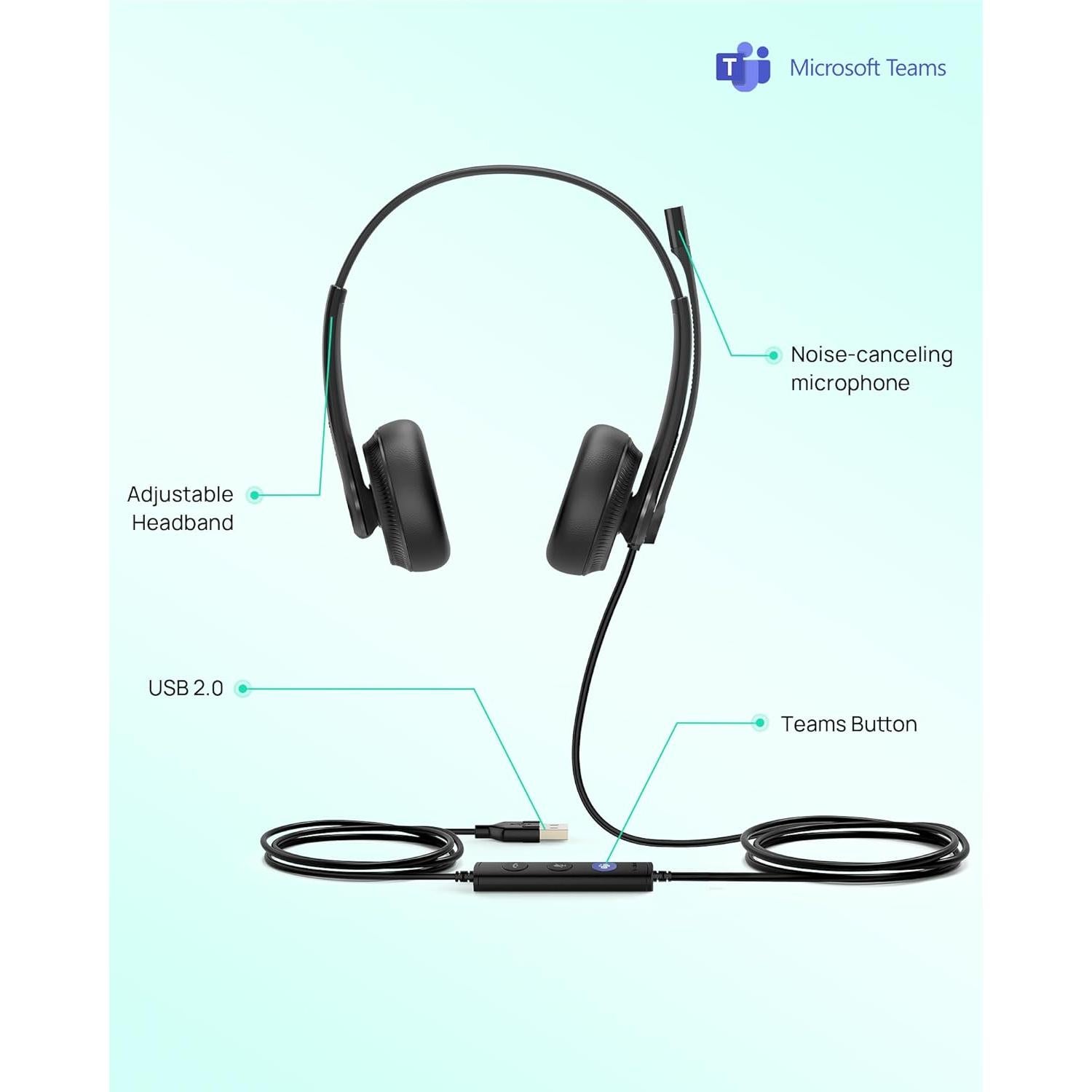 Auricular USB Yealink UH34 con Micrófono Cancelación Ruido