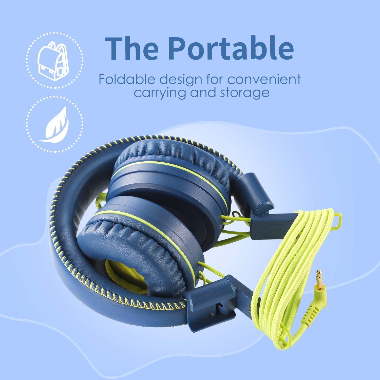 Auriculares On-Ear Plegables POWMEE M1 para Niños Azul