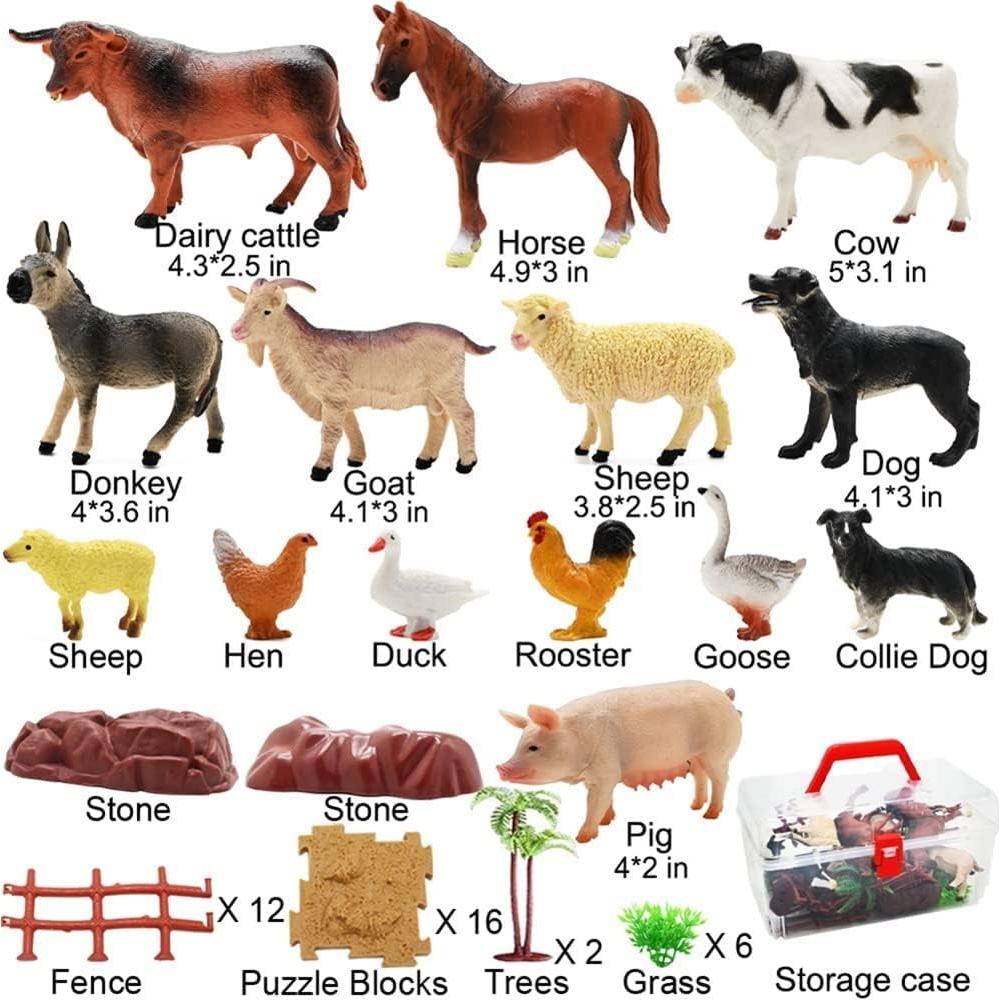 Figuritas de Animales de Granja BOLZRA 53 PCS Juguete Educativo