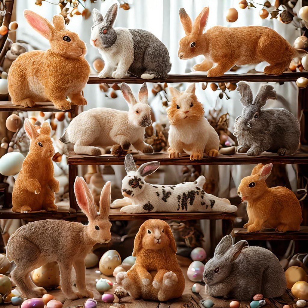 Conjunto 12 Figuras de Conejos de Pascua TOYMANY - Juguetes Educativos