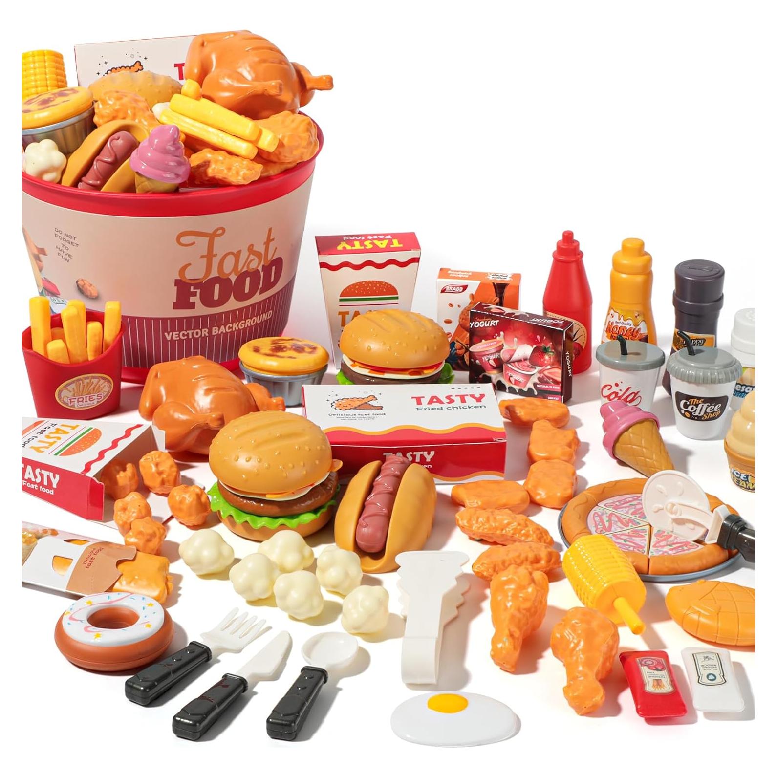 Set de Juguetes de Comida 80 Pcs Rongxing para Niños 3-5 Años